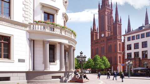 Marktkirche und Landtag in Wiesbaden   Marktkirche und Landtag in Wiesbaden